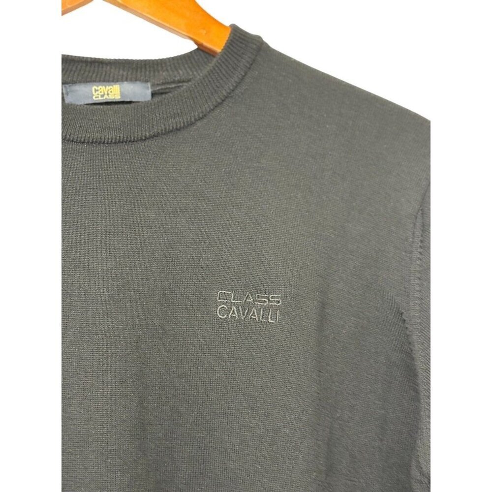 Roberto Cavalli Class Mens 100% Wool Sweater Black Long Sleeve Crew Neck Size S? - Picture 2 of 7